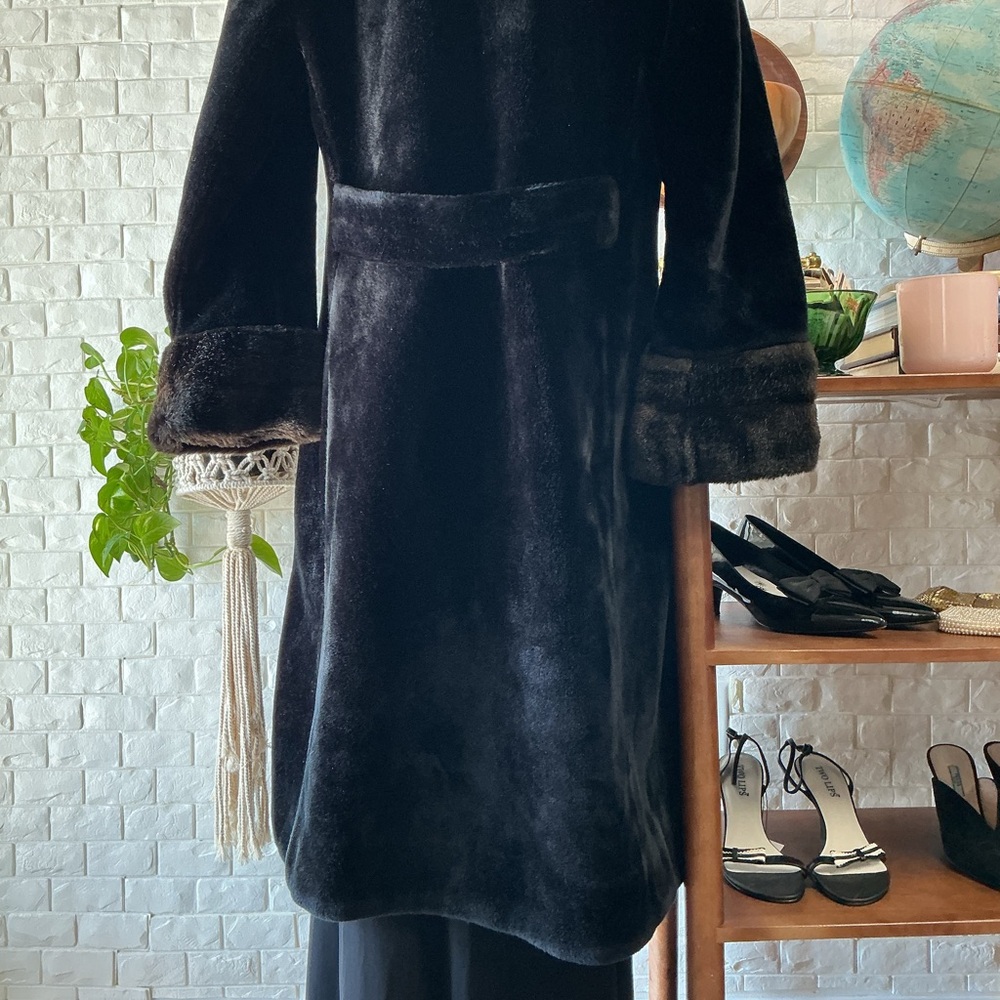 Vintage 1960s 1970s Borgazi Maximalist Faux Fur Coat with Collar + Cuff Detail - Picture 11 of 15